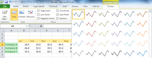 create sparklines in excel 2007